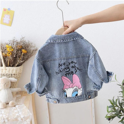Fashion Cartoon Denim Jacket For Girls Coat Spring Autumn Childrens Outerwear Kids Casual Jackets Costume 2-7 Years