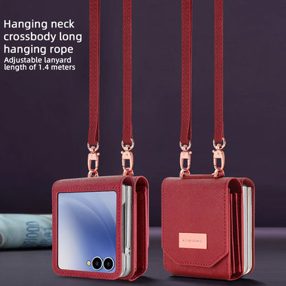 VIETAO Girls' PU Leather Z Flip 7 Card Wallet Phone Case With Crossbody Strap Compatible With Galaxy Z Flip 7 Flip6 Flip5 z4 z3