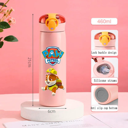 PAW Patrol 460ml Thermal Cup Bouncing Childrens Straw Cup Portable Outdoor Sports Water Cup Drinking Stainless Steel Bottle