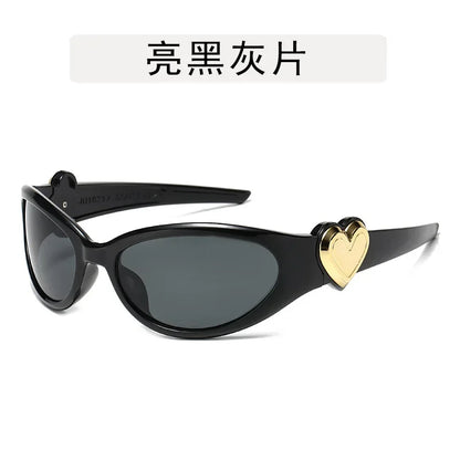Retro Y2K Style Oval Sunglasses Women Fashion Heart Frame Sports Goggles Popular Cat Eye Party Sun Glasses Ladies Gafas De Sol - ST Superstore