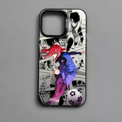 B-BLUE LOCKS H-Hyoma Chigiri Phone Case For IPhone 16 15 14 13 12 11 Pro Max Black Matte Multicolor Laser Metallic Aurora Funda