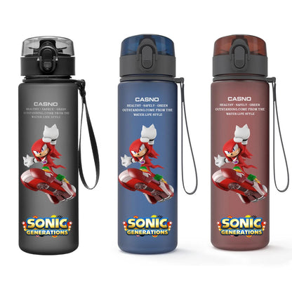 560ML Sonic Hedgehog Sports Water Bottle Portable Gym Travel Clear Leakproof Drinking Bottle Frosted Water Cup Gift for Friends