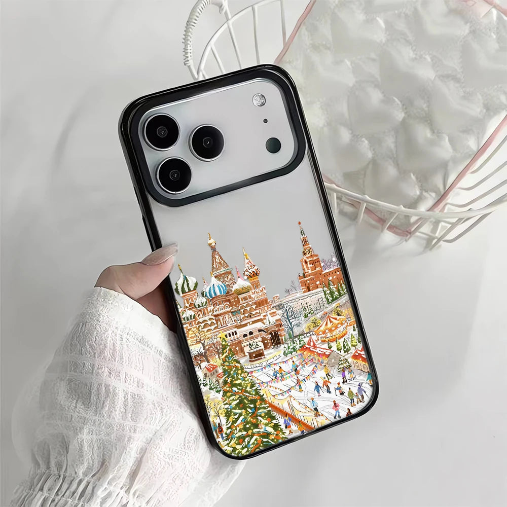 Snow View House Landscape Phone Case For iPhone 17 Air 16 15 14 13 12 11 Pro Max 17 Pro Shockproof Hard Cover Fundas