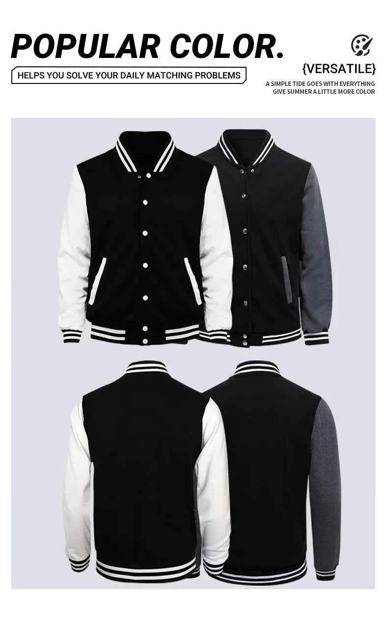 Your Attitude Deternires Your Reight Prints Baseball Jacket Men Casual Loose Top Autumn Fleece Clothing American Hip Hop Coat
