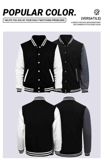 Your Attitude Deternires Your Reight Prints Baseball Jacket Men Casual Loose Top Autumn Fleece Clothing American Hip Hop Coat