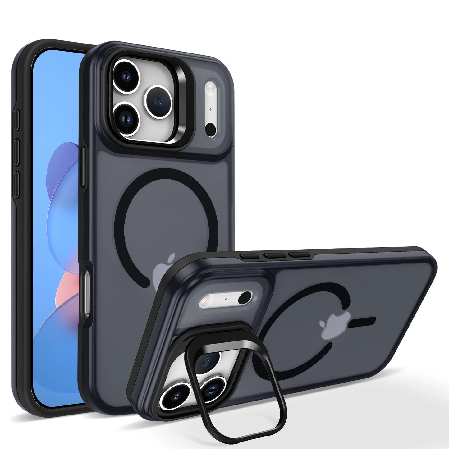 Luxury Matte Clear With Holder Shockproof Magnetic Magsafe Phone Case for IPhone 17 16 15 14 Plus 13 12 Pro Max 17Air 16e Cover