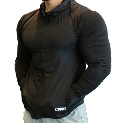 Men's Jacket Zip Hoodie Long Sleeve T-shirts Gym Sports Clothing Running Male Coat Jackets For Men Hooded Sweatshirts
