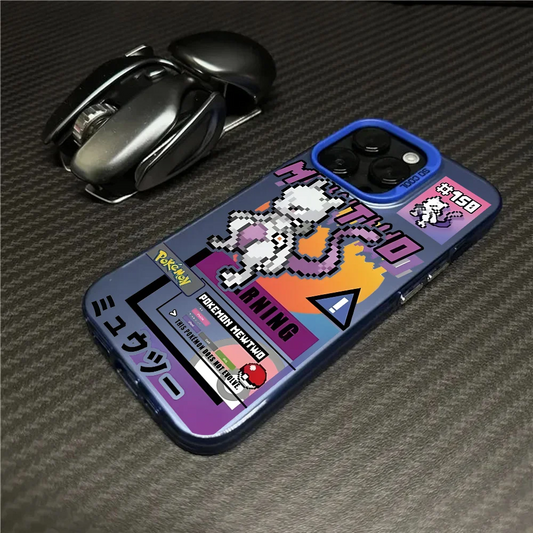 Mewtwo Greninja Cute Phone Case For IPhone 16 Pro Max 15 14 13 12 11 Plus Multicolor Aurora Laser Shockproof Funda
