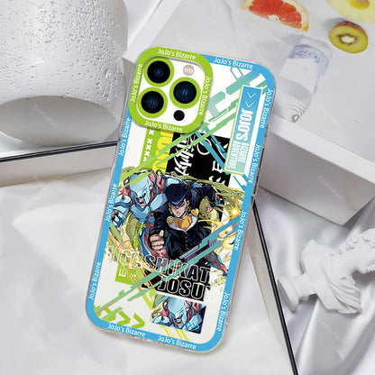 JoJos Bizarre Adventure Anime Phone Case for iPhone 12 11 13 14 15 16 Max Pro Plus Transparent Bezel Cover