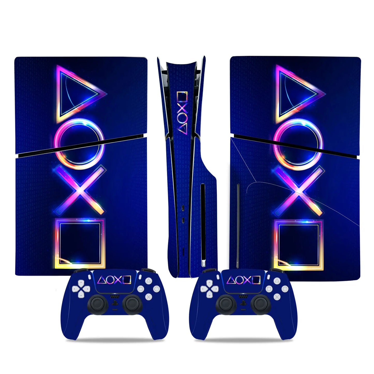For PS5 Slim Disc Edition Console and 2 Controllers Geometry Design Skin PS5 Slim Disc Sticker Protective Decal Cover Full Set