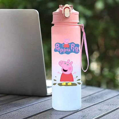 Peppa Pig 750ML Adult Sports Bullet Cap Direct Drinking Travel Plastic Bottle Children's Large Capacity Gradual Change Straw Cup