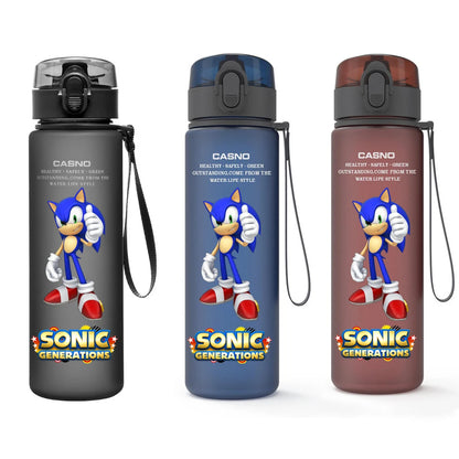 560ML Sonic Hedgehog Sports Water Bottle Portable Gym Travel Clear Leakproof Drinking Bottle Frosted Water Cup Gift for Friends