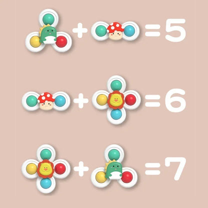 3PCS Suction Cup Spinner Bath Toys For Kids Sensory Stress Relief Spinning Educational Toys Baby Rotating Rattle Fidget Gifts
