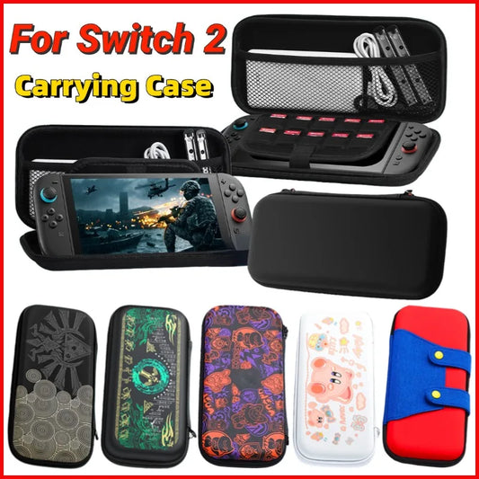 Storage Bag For Switch 2 NS Game Console Carrying Case Portable Travel Bag with 10 Game Card Slots Anti-scratch Protective Bags