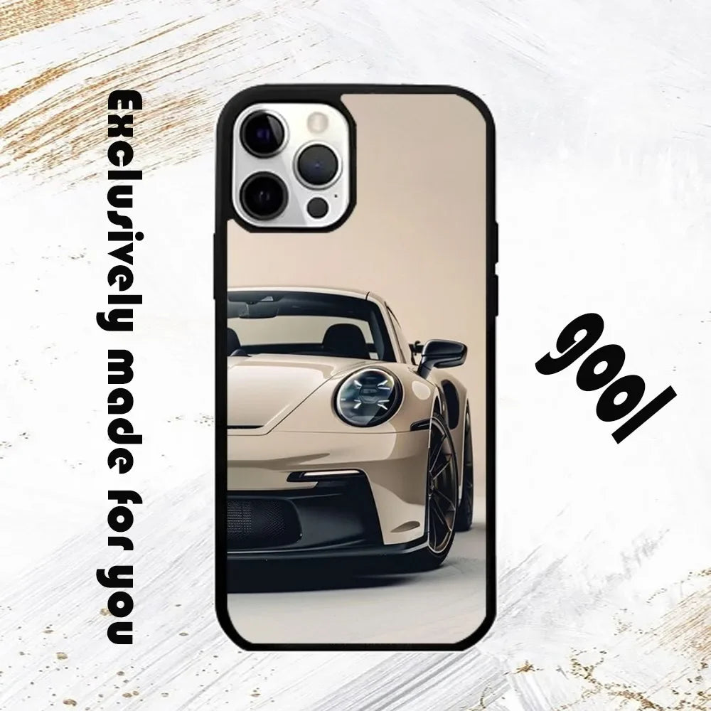 Sports GT3-RS Supercar-911 Phone Case For iPhone 16 15 14 13 12 11 Pro Max Plus Mini PC Fashion mirror phone case