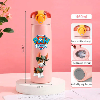 PAW Patrol 460ml Thermal Cup Bouncing Childrens Straw Cup Portable Outdoor Sports Water Cup Drinking Stainless Steel Bottle