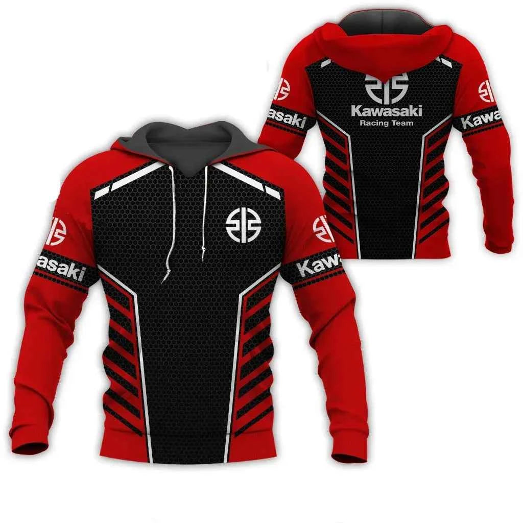 2026 New spring and autumn 3D print Kawasaki Ninja Motorcycle Riding Off-Road Pullover Extreme Sports Adventure Unisex Hoodie