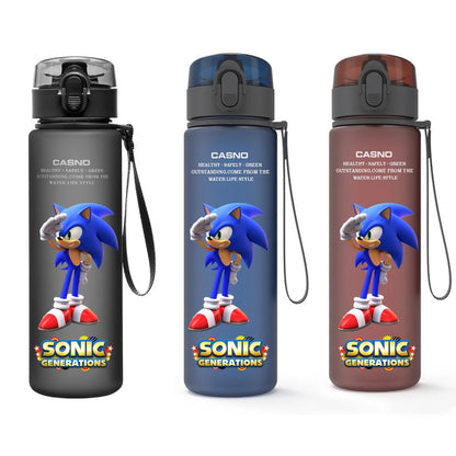 560ML Sonic Hedgehog Sports Water Bottle Portable Gym Travel Clear Leakproof Drinking Bottle Frosted Water Cup Gift for Friends