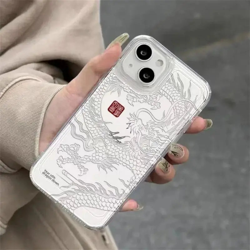 Phone Case For Samsung Galaxy S24 S23 Ultra S20 S21 FE S22 Plus S21FE S23FE Cover Soft Clear TPU Chinese Dragon