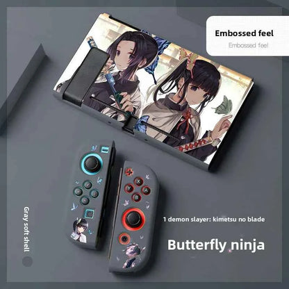 Demon Slayer Painted Relief Protective Case for Switch NS TPU Soft-shell Split Protective Case Creative Game Console Accessories