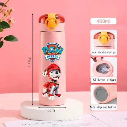 PAW Patrol 460ml Thermal Cup Bouncing Childrens Straw Cup Portable Outdoor Sports Water Cup Drinking Stainless Steel Bottle