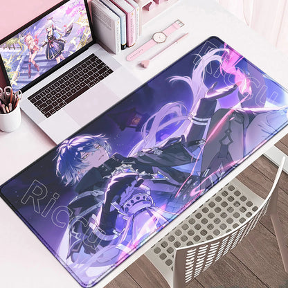 New Cool Wallpaper Genshin Impact Flins Mousepads Computer Gaming Lock Edge Laptop PC Desk Mat Natural Rubber Keyboard Mouse Pad