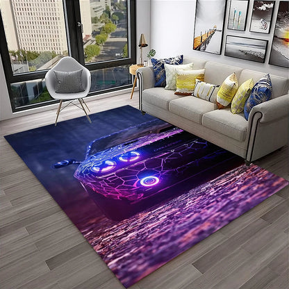 Sports Car Racing Car Carpet Rug for Home Living Room Bedroom Playroom Sofa Doormat Decor,Kids Game Area Rug Non-slip Floor Mat