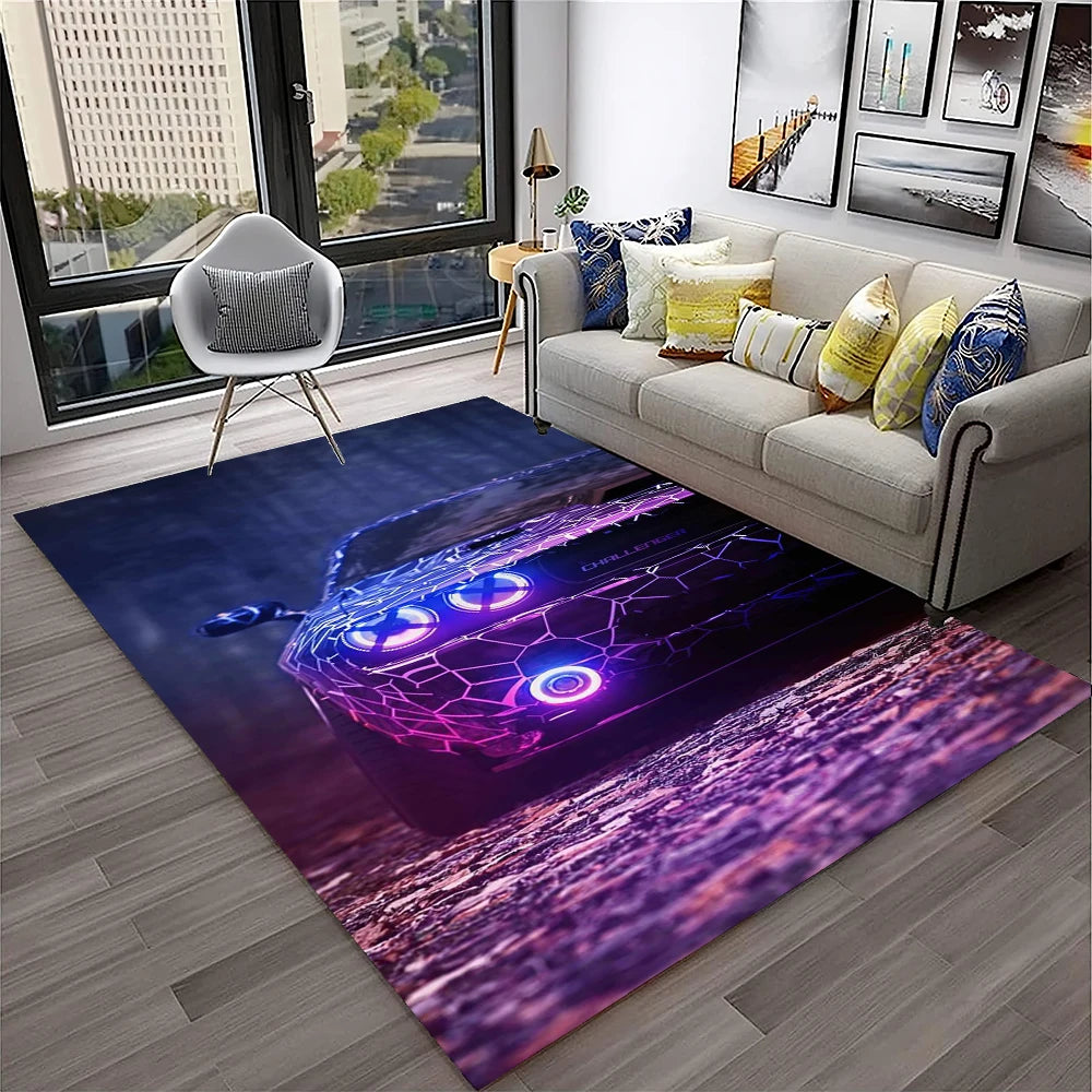 Sports Car Racing Car Carpet Rug for Home Living Room Bedroom Playroom Sofa Doormat Decor,Kids Game Area Rug Non-slip Floor Mat