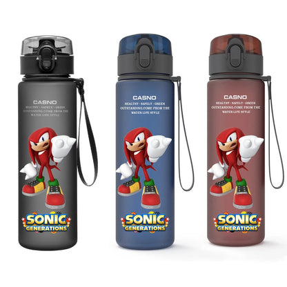 560ML Sonic Hedgehog Sports Water Bottle Portable Gym Travel Clear Leakproof Drinking Bottle Frosted Water Cup Gift for Friends