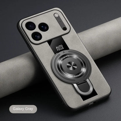 Matte Fiber for Magsafe Case for IPhone 17 16 15 14 Pro Max Plus Air Magnetic Ring Stand Shockproof Cover for Iphone17pro Coque