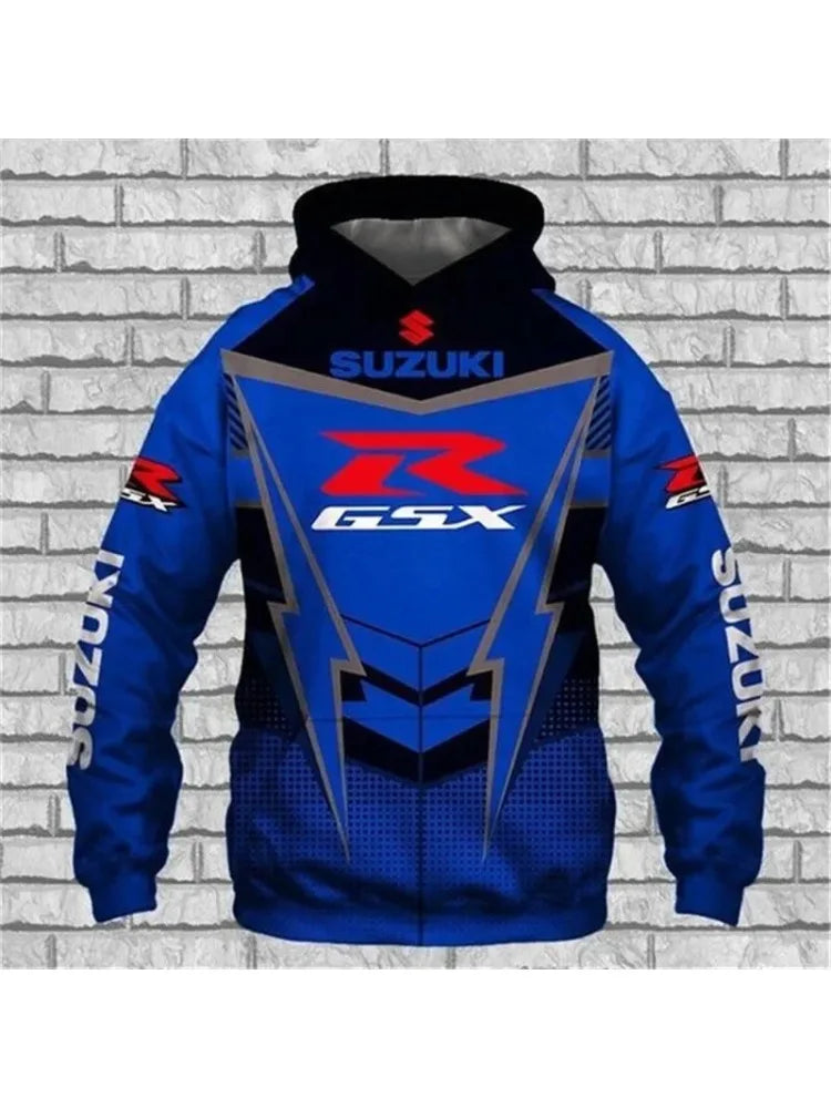Suzuki 3DPrinted Autumn/Winter Men's Motorcycle T-shirt, Outdoor Street Casual Sportswear and hooded Cycling wear
