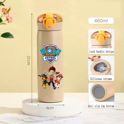 PAW Patrol 460ml Thermal Cup Bouncing Childrens Straw Cup Portable Outdoor Sports Water Cup Drinking Stainless Steel Bottle