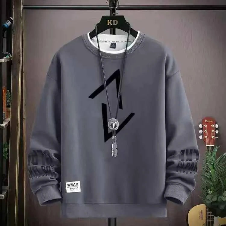 Autumn Men's Sweatshirt Adolescent Astronaut Printed Long Sleeve T-shirt Fashion Men's Clothing Grey O Neck Harajuku Top New