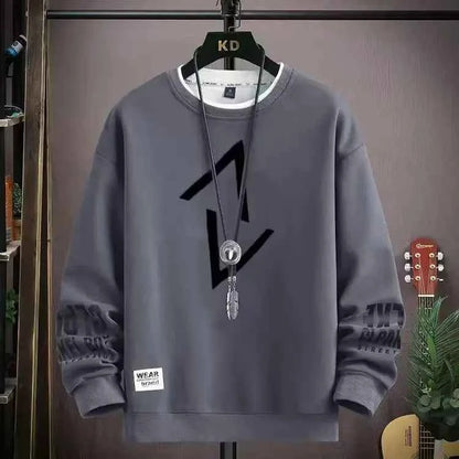Autumn Men's Sweatshirt Adolescent Astronaut Printed Long Sleeve T-shirt Fashion Men's Clothing Grey O Neck Harajuku Top New