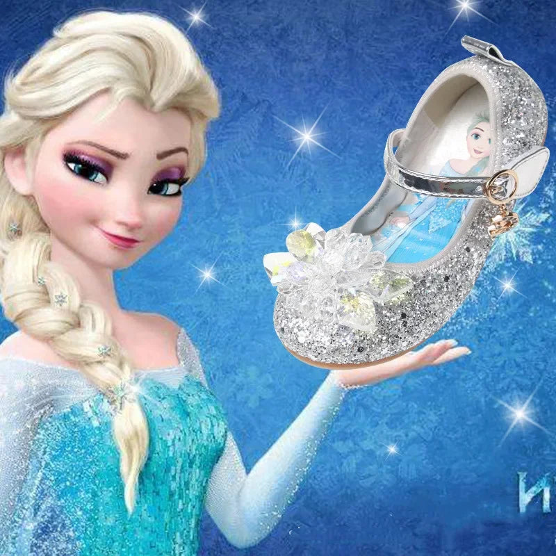 Cartoon Princess Crystal Shoes New Girls Single Shoes Frozen Aisha Sophia Rhinestones Shoes Performance Party Shoes Size 22-36