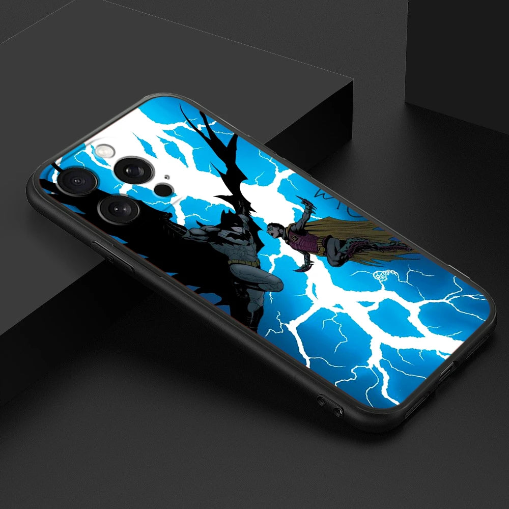 B-Batmans Art Popular Cool For iPhone 15 14 13 12 11 XS XR X 8 7 SE Pro Max Plus Mini Black Soft Phone Case