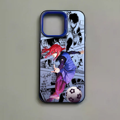 B-BLUE LOCKS H-Hyoma Chigiri Phone Case For IPhone 16 15 14 13 12 11 Pro Max Black Matte Multicolor Laser Metallic Aurora Funda