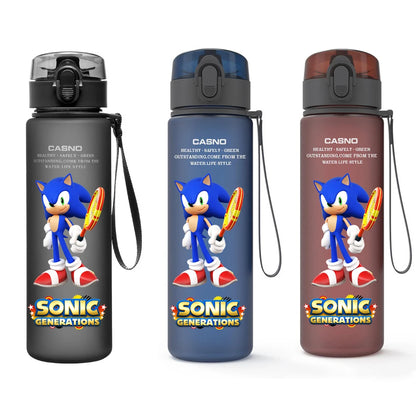560ML Sonic Hedgehog Sports Water Bottle Portable Gym Travel Clear Leakproof Drinking Bottle Frosted Water Cup Gift for Friends