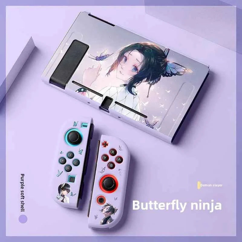 Demon Slayer TPU Soft Frosted Shell Anime Protective Case Split Silicone Rubber Protective Case for Switch Oled Game Accessories