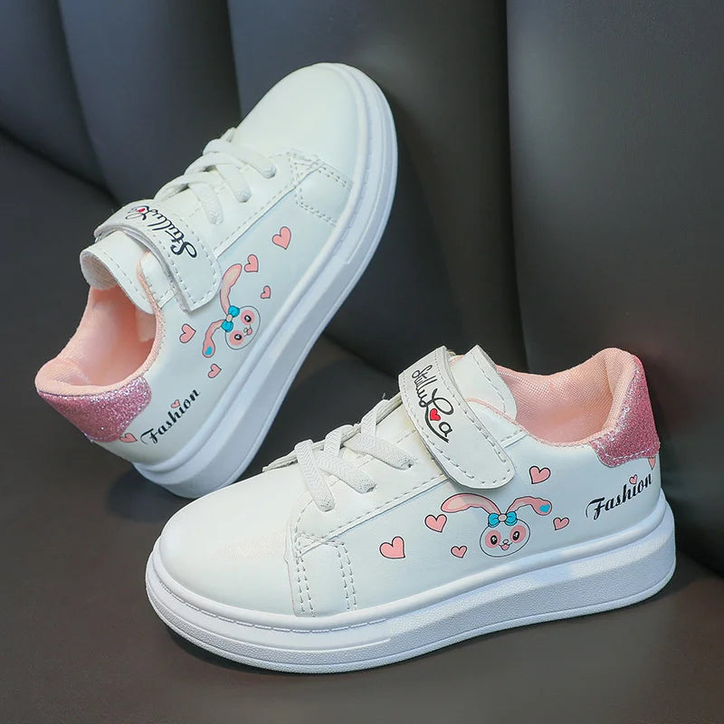 Girls' White Shoes Spring Children Anti-skid Leather Shoes Solid Soles Children's Shallow Mouth Sport Shoes Size 26-37
