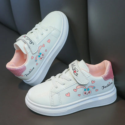 Girls' White Shoes Spring Children Anti-skid Leather Shoes Solid Soles Children's Shallow Mouth Sport Shoes Size 26-37