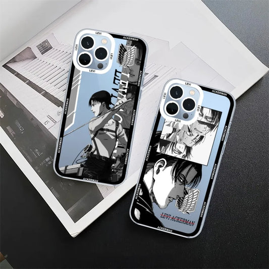 Levi Attack On Titan Anime Phone Case For iPhone 11 12 Mini 13 14 Pro Max Transparent Shell