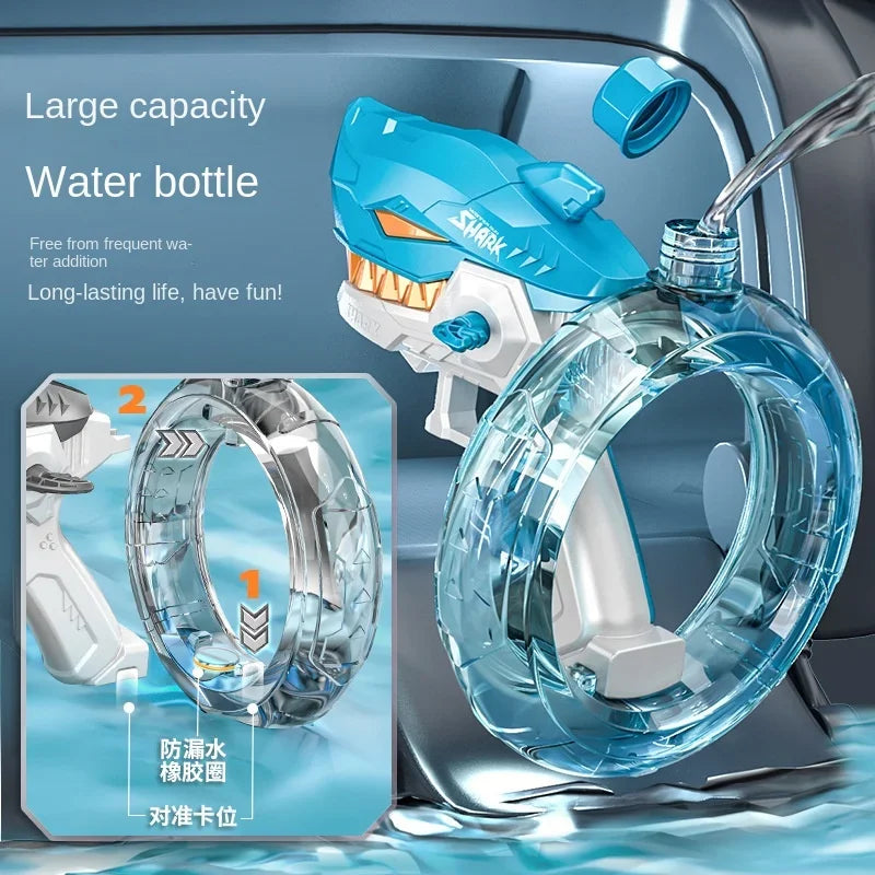 Summer Water Gaming Toy Fully Automatic Continuous Fire Watergun Shark Electric Water Gun Large Capacity Water Spray Gun