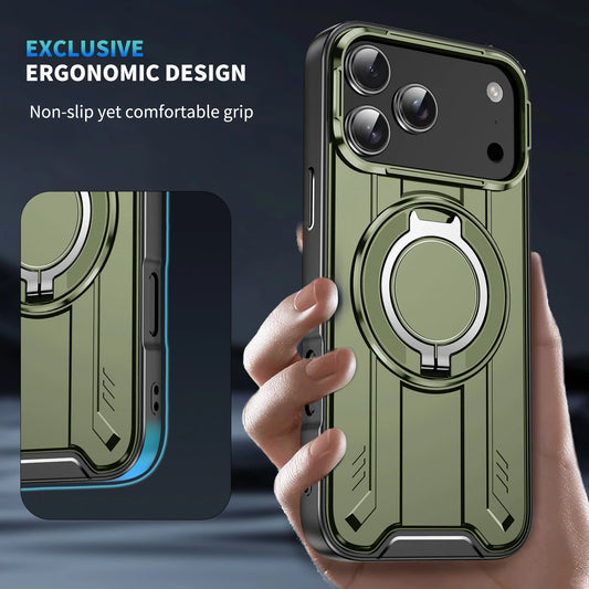 360° Rotate Stand Magnetic Phone Case for IPhone 17 Air 16e 16 15 14 13 12 11 Pro Max Plus Magsafe Wireless Charge Armor Cover