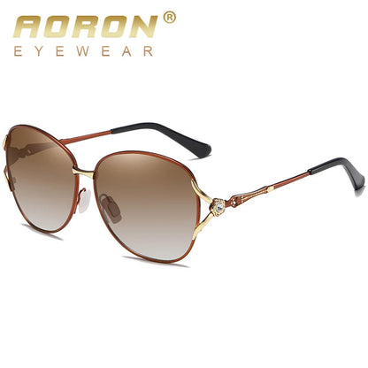 Auron new polarized women's sunglasses trend two-color gradual film sunglasses large frame diamond-encrusted glasses