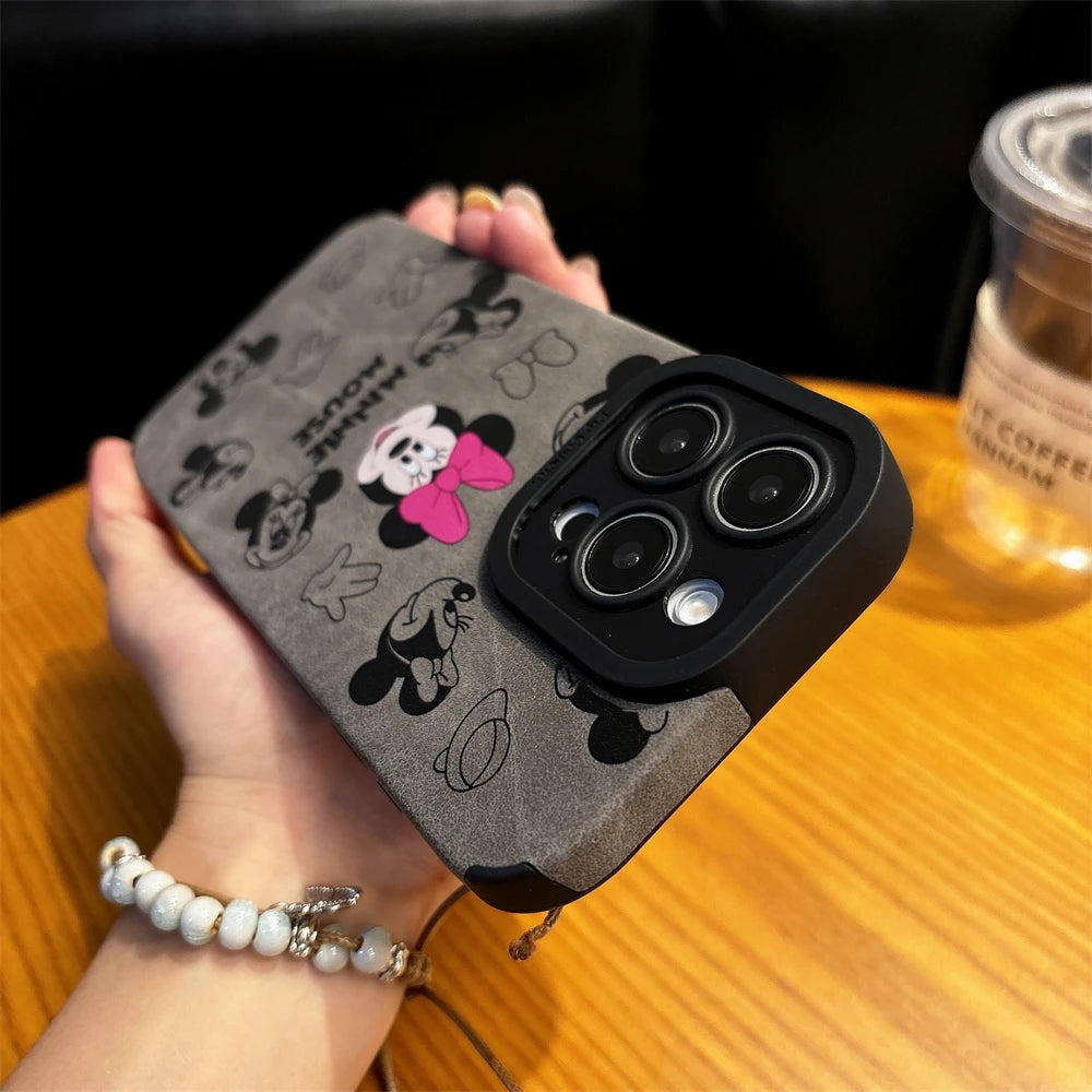 Cartoon Shockproof Lens Protection Full Case For iPhone 16 15 14 13 12 11 Pro Max Cute Soft Matte Silicone Cover