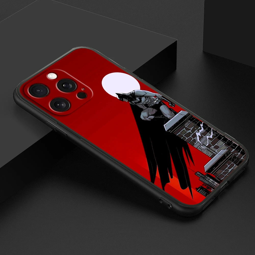 B-Batmans Art Popular Cool For iPhone 15 14 13 12 11 XS XR X 8 7 SE Pro Max Plus Mini Black Soft Phone Case