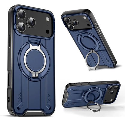 360° Rotate Stand Magnetic Phone Case for IPhone 17 Air 16e 16 15 14 13 12 11 Pro Max Plus Magsafe Wireless Charge Armor Cover
