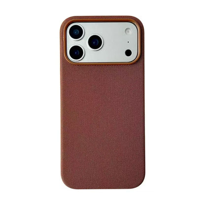 Brown phone case with textured finish on a white background