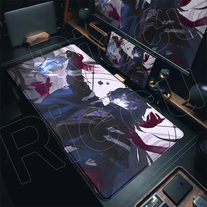 New Cool Wallpaper Genshin Impact Flins Mousepads Computer Gaming Lock Edge Laptop PC Desk Mat Natural Rubber Keyboard Mouse Pad